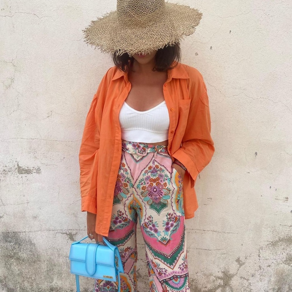 Zara Multicolored Floral Printed Wide Leg Pants - Picture 10 of 16